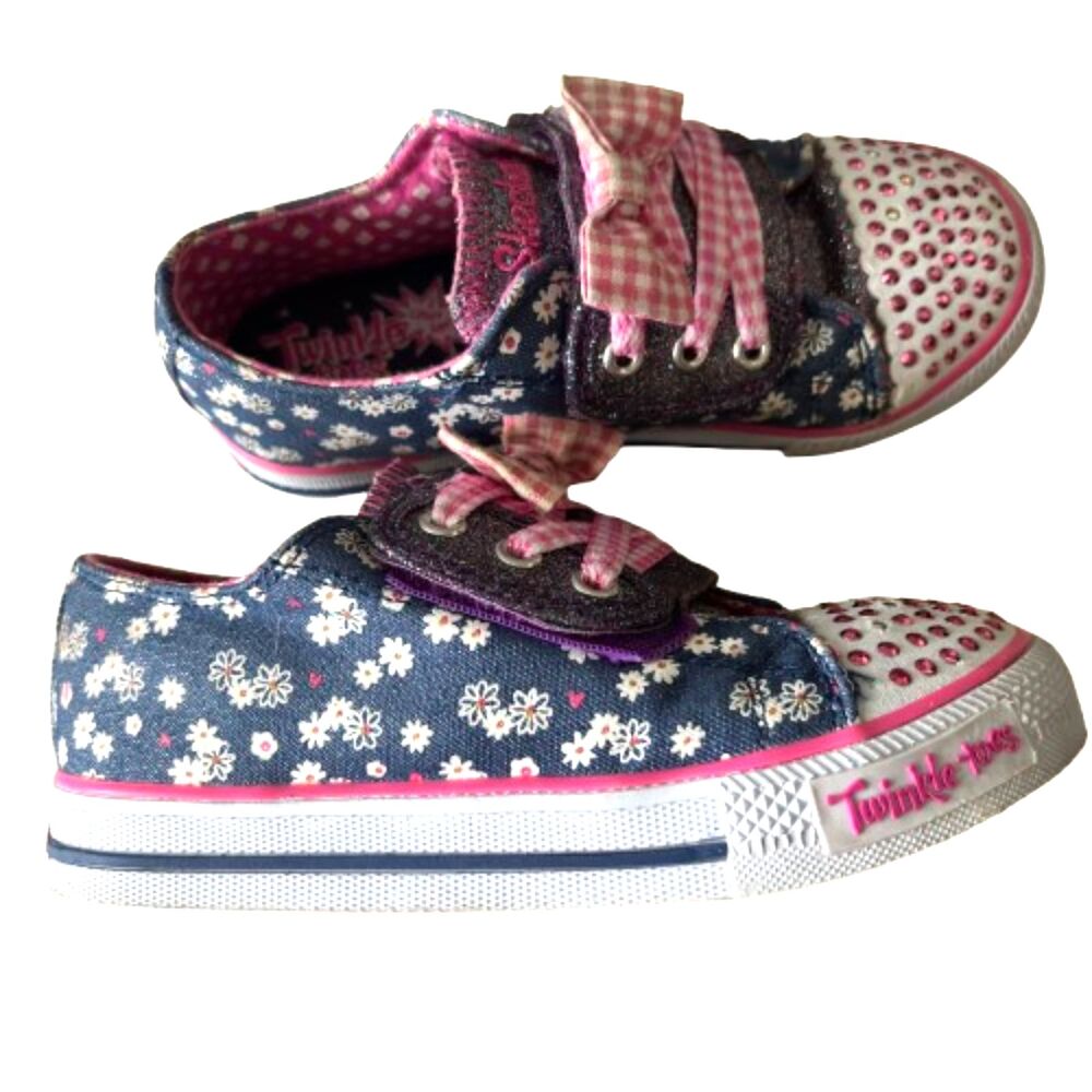 Twinkle Toes By Sketchers Light Up Sparkle Shine Little Girl's Size 12 Sneakers